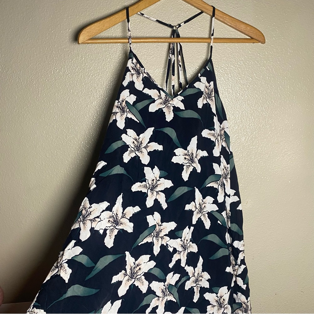 O'Neill Navy Floral Halter Dress beach coastal summer size‎ XS